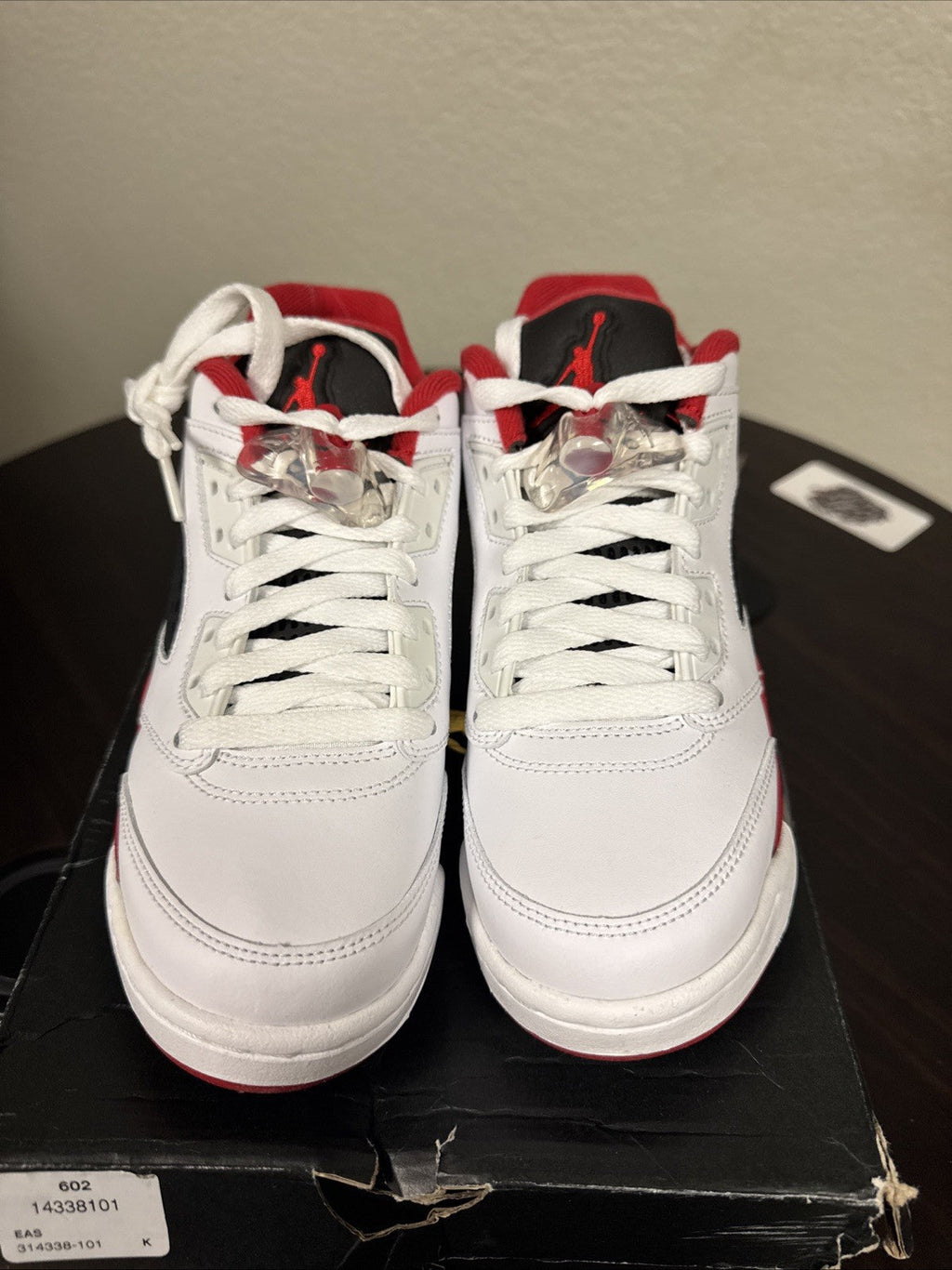 Air Jordan 5 Retro Low GS White Red Black Boys Sneakers US Size 5Y - product image from the listing.