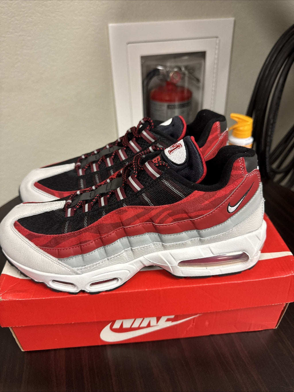 Morehouse YR Black/White-Dark Team Red Size 11.5 | Brand New, Rep Box - Air Max 95 - product image from the listing.