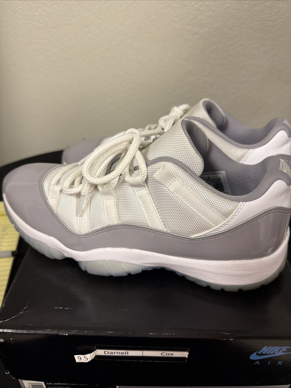 Men's M025) Nike Air Jordan 11 XI Retro Low Size 9.5 Cement Grey AV2187-140 - product image from the listing.