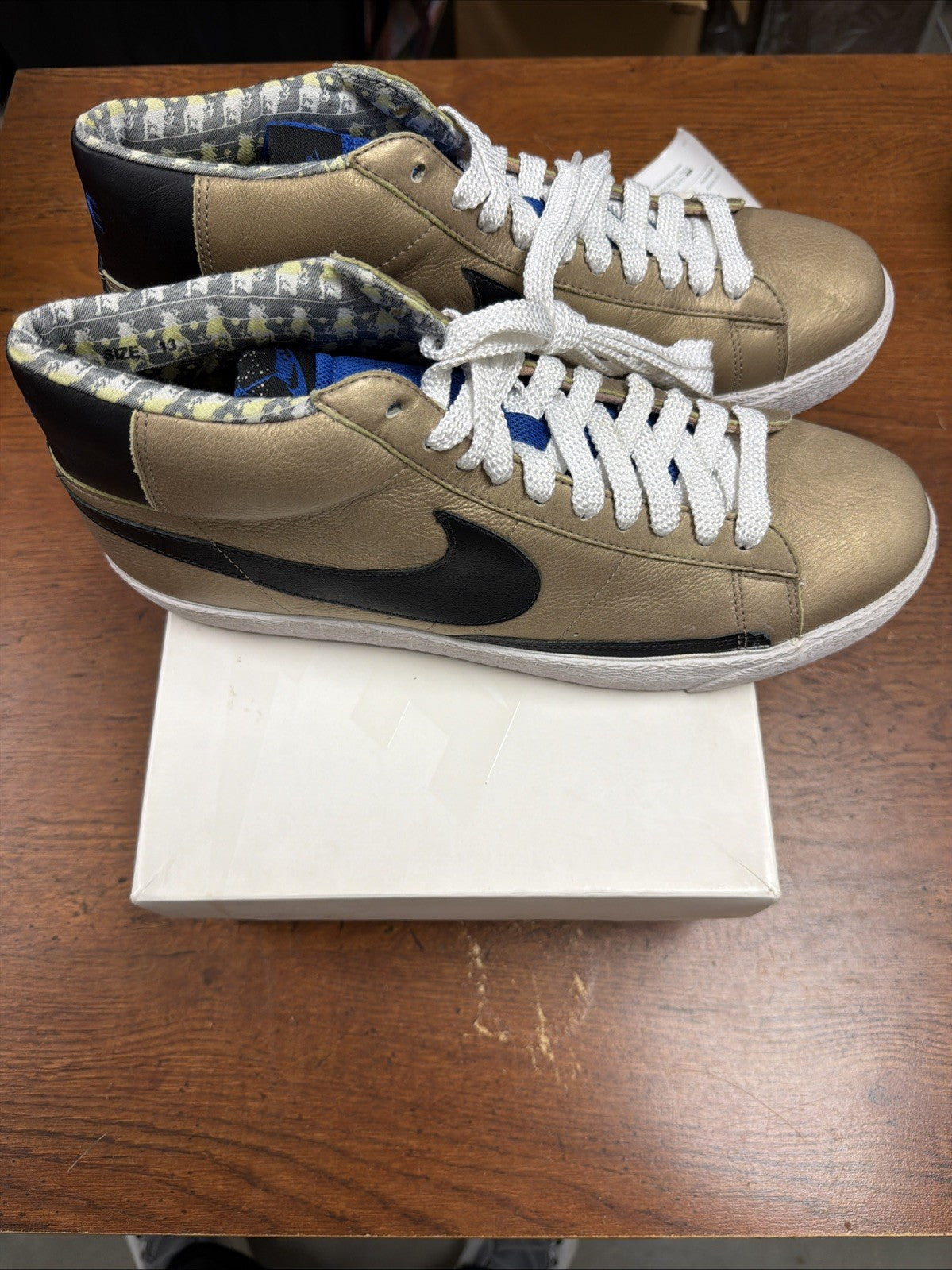 Men's Nike Blazer High Premium 316397-901 Gold Shoes Sneakers Size 13 - product image from the listing.