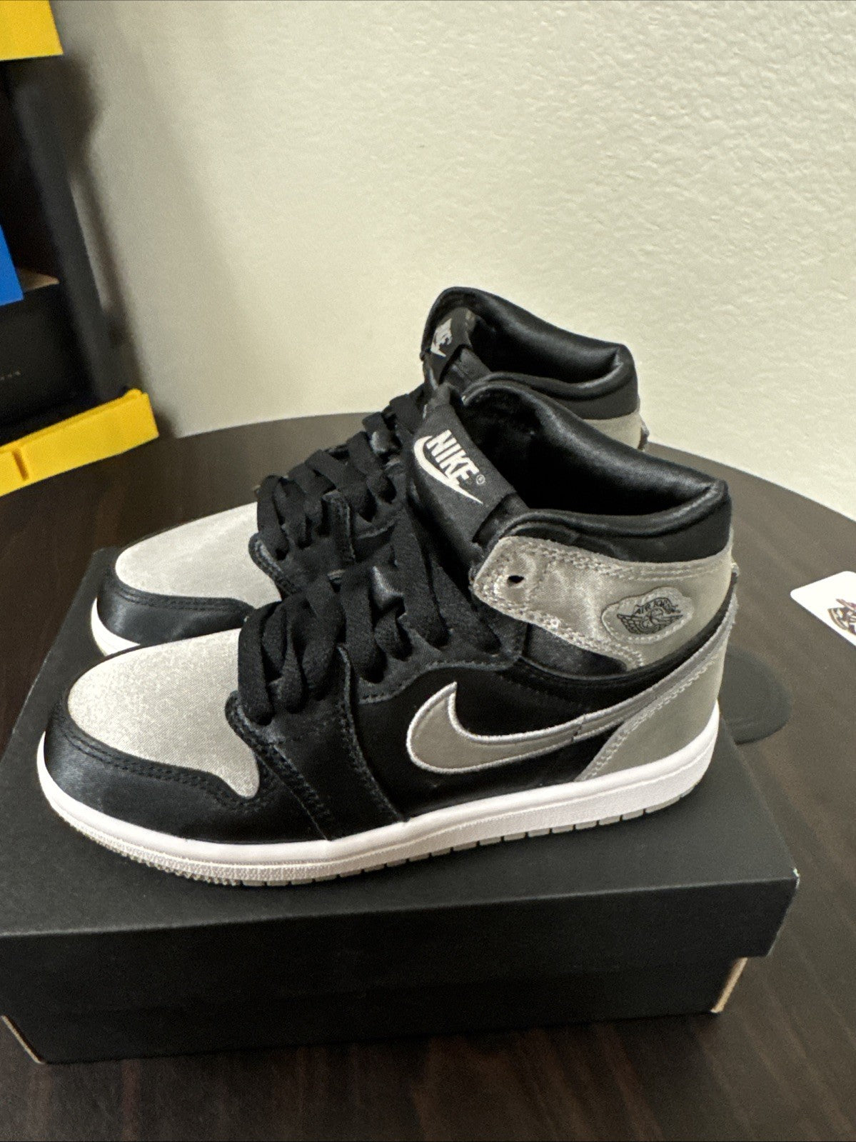 Size 10c - Jordan 1 Retro High OG (PS) Satin Shadow Size 13c Black/Grey - product image from the listing.