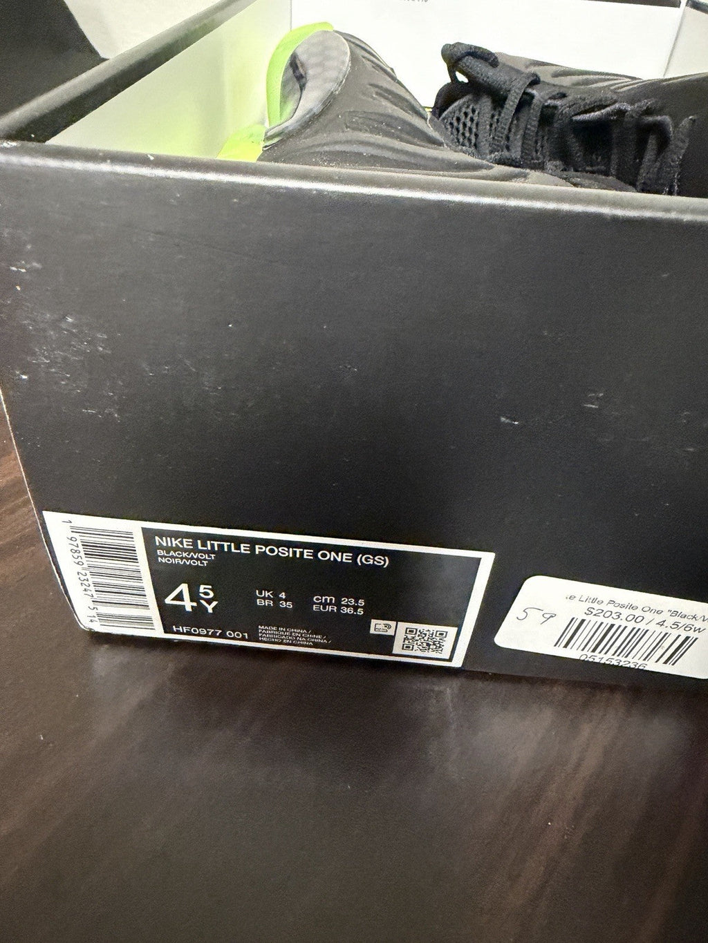 Women's Nike Little Posite One (gs) Black Volt 4.5 Y fits 7 Foamposite - product image from the listing.