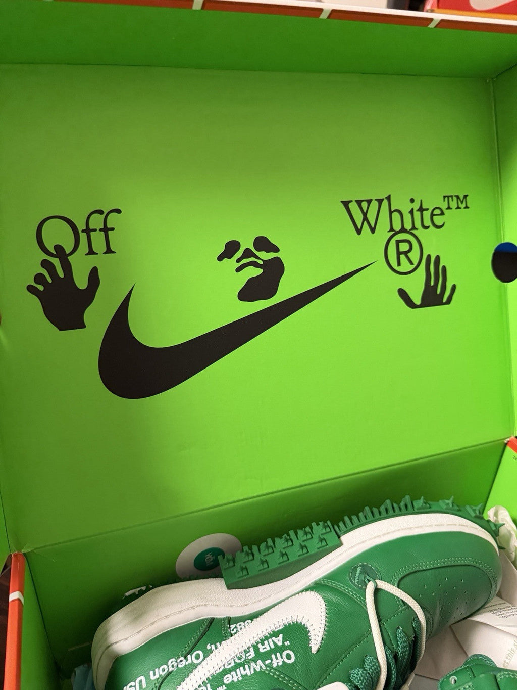 Off-White x Nike Air Force 1 SP Leather Mid Pine Green - Size 10 - product image from the listing.
