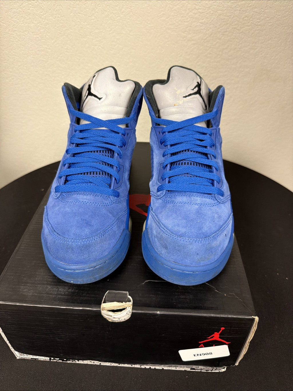 Air Jordan 5 Retro Blue Suede 136027-401 High Top Sneaker -Lace Up- - product image from the listing.