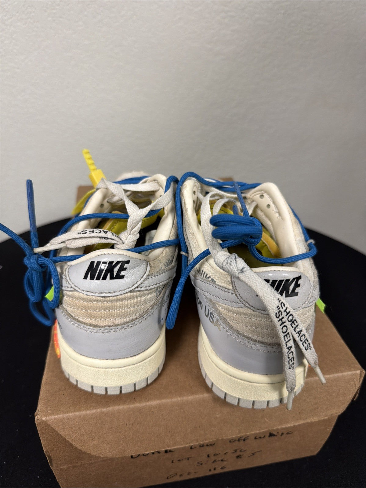 "Lot 10" Nike x Off-White Dunk Low Sail Grey Blue Size 8.5 Used Authentic - product image from the listing.