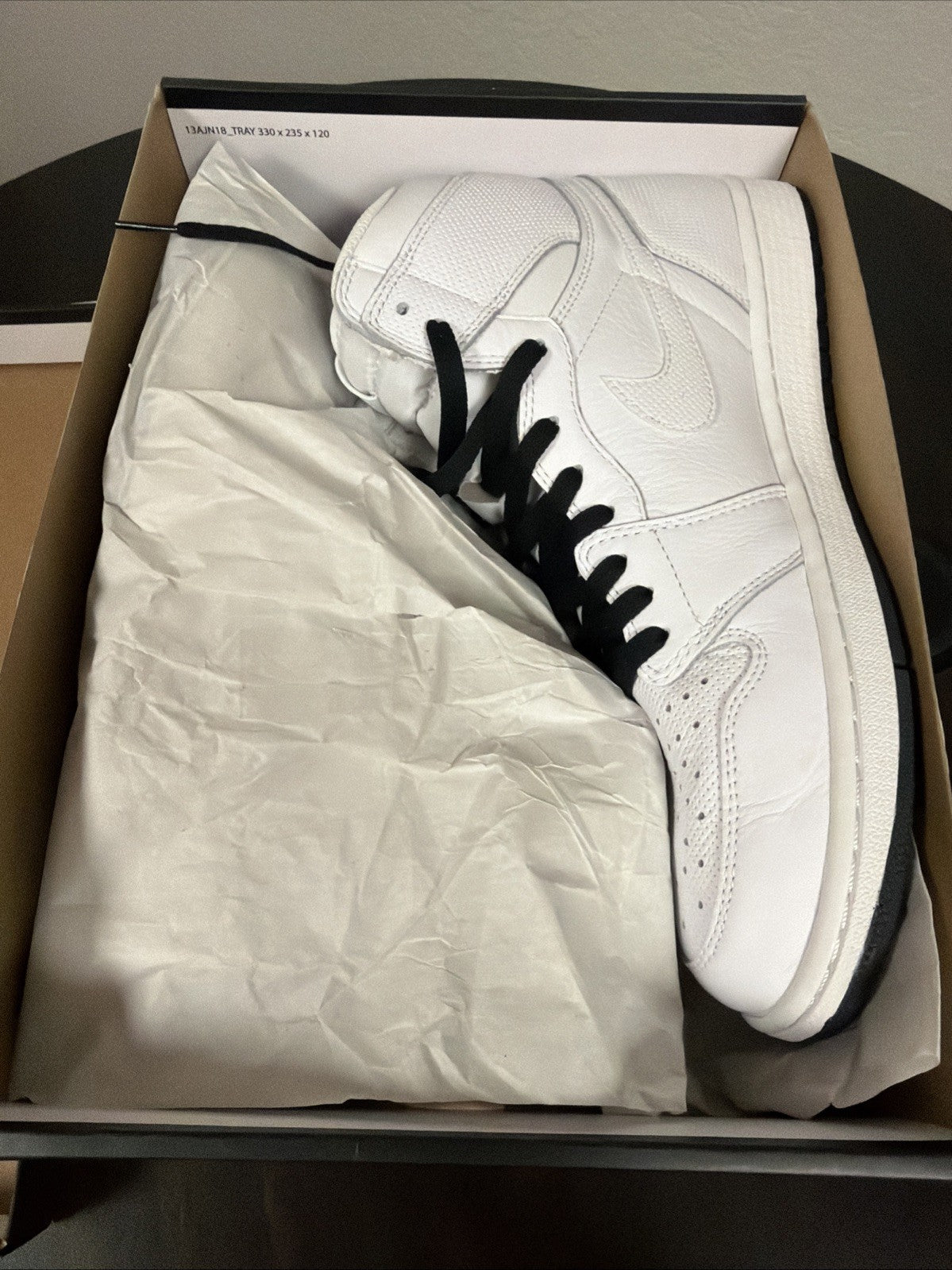 Men's Nike Air Jordan 1 2017 High White Perforated Size 12 555088-100 - product image from the listing.