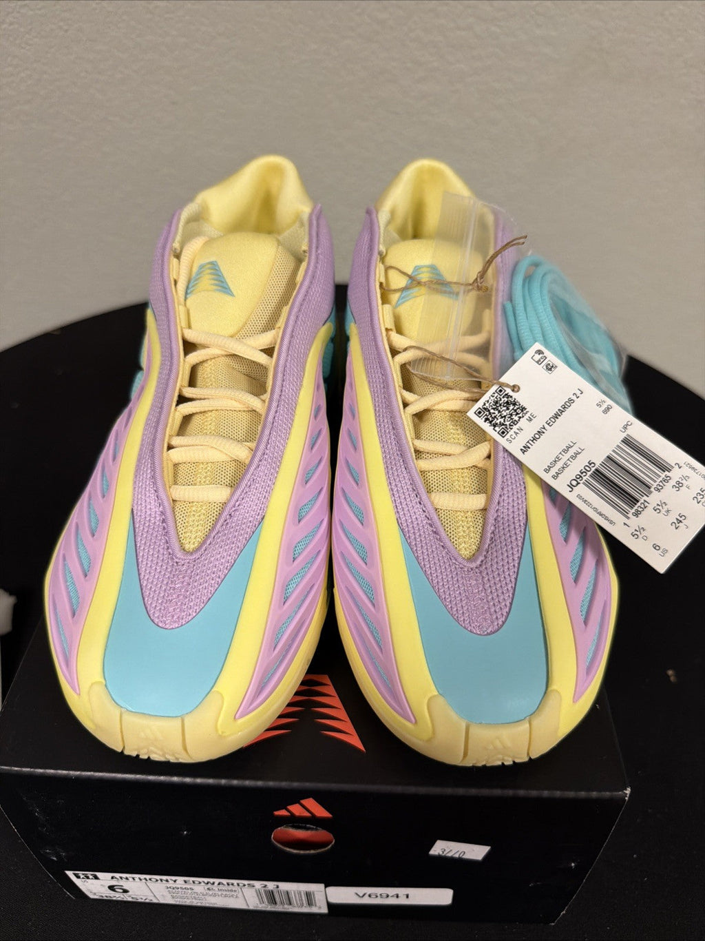Adidas AE 2 J Easter GS Size 6 Y Anthony Edwards 2 JQ9505 Pastel NBA New In Box - product image from the listing.