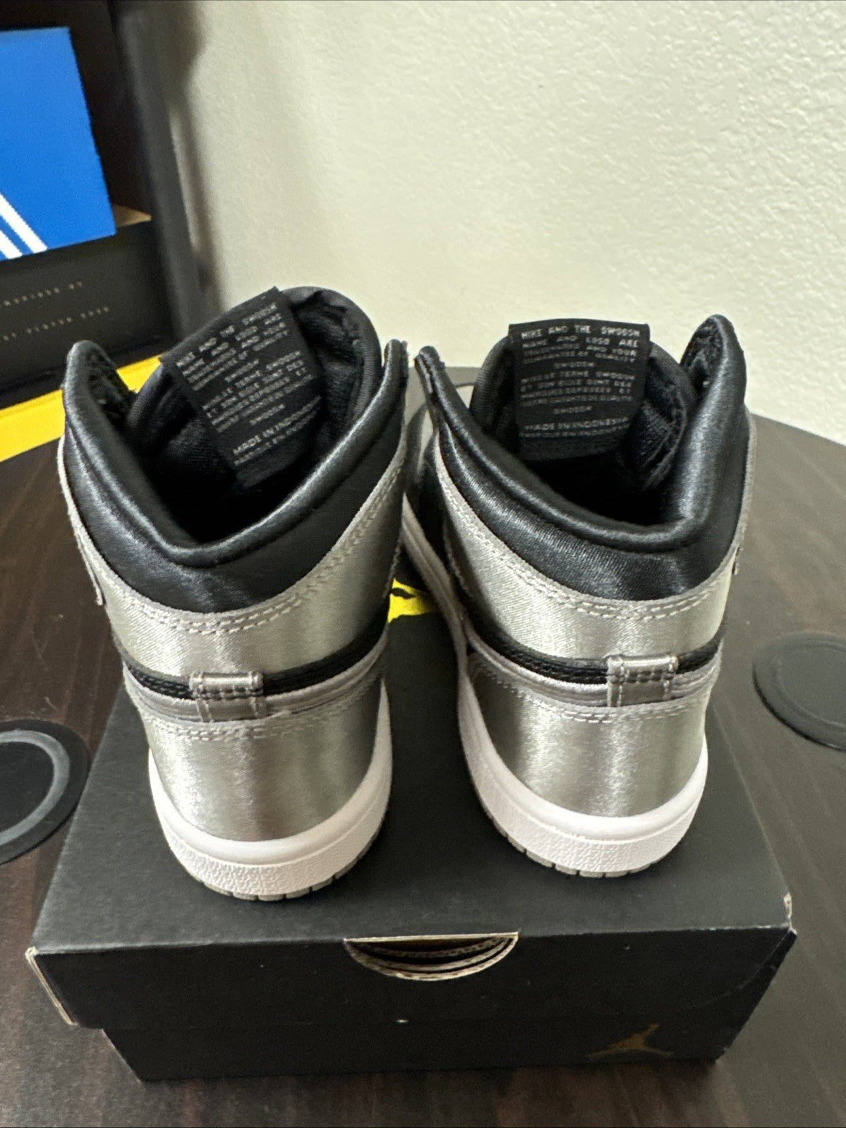 Size 10c - Jordan 1 Retro High OG (PS) Satin Shadow Size 13c Black/Grey - product image from the listing.