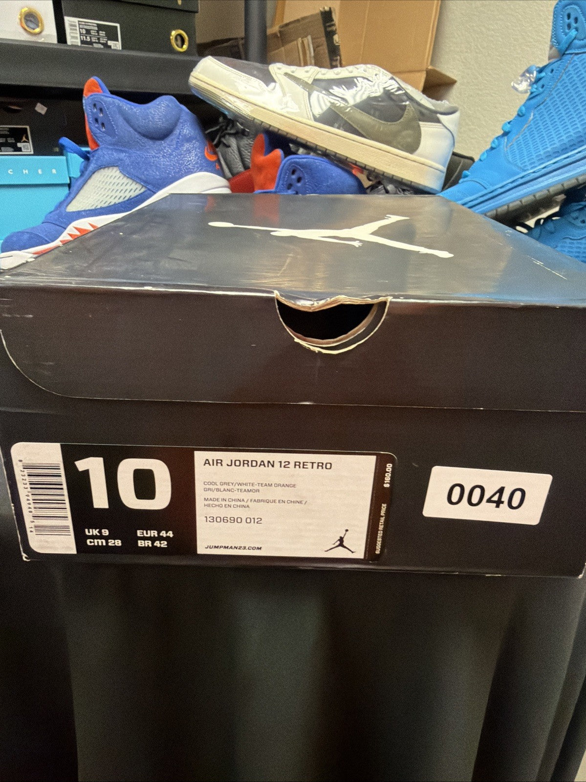Men's Nike Air Jordan 12 Retro Cool Grey 2012 130690-012 size 10 US GUC - product image from the listing.