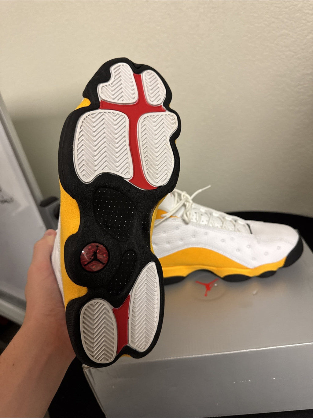 Men's Air Jordan 13 Retro University Red Yellow Size 10.5 - product image from the listing.