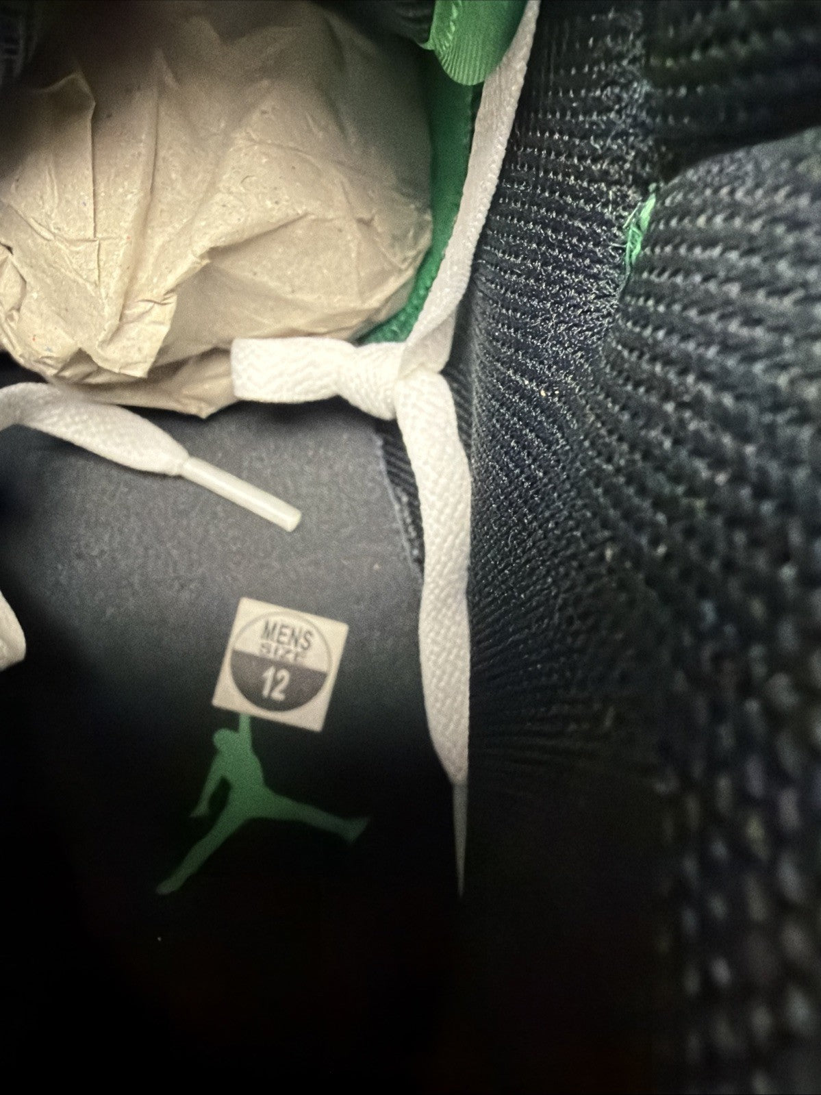 Men's Nike Air Jordan 1 Mid Size 12 Green White Athletic Leather Shoes Sneakers - product image from the listing.