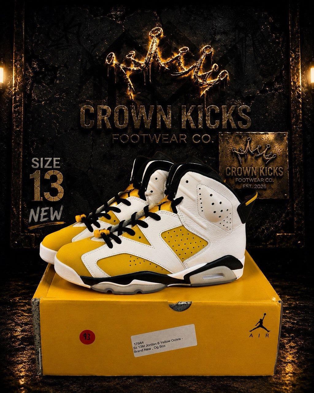 Men's Air Jordan 6 Retro 'Yellow Ochre' CT8529-170 New Authentic - product image from the listing.