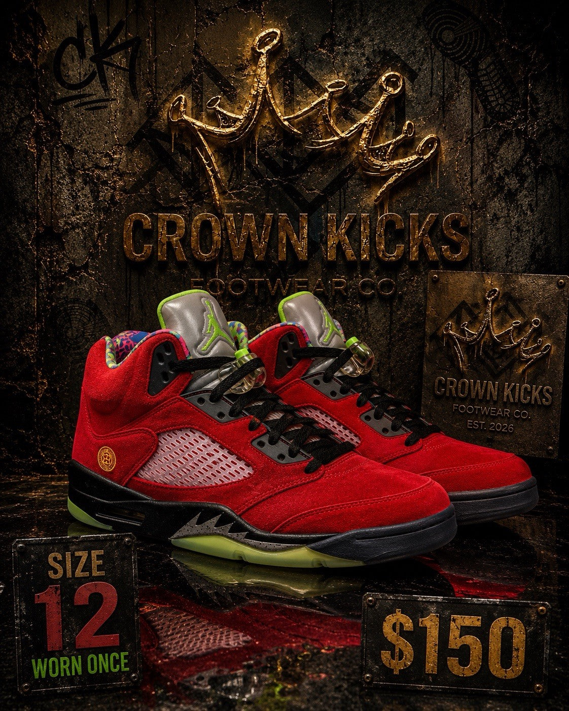 Size 12 Jordan 5 What The in Blue - product image from the listing.