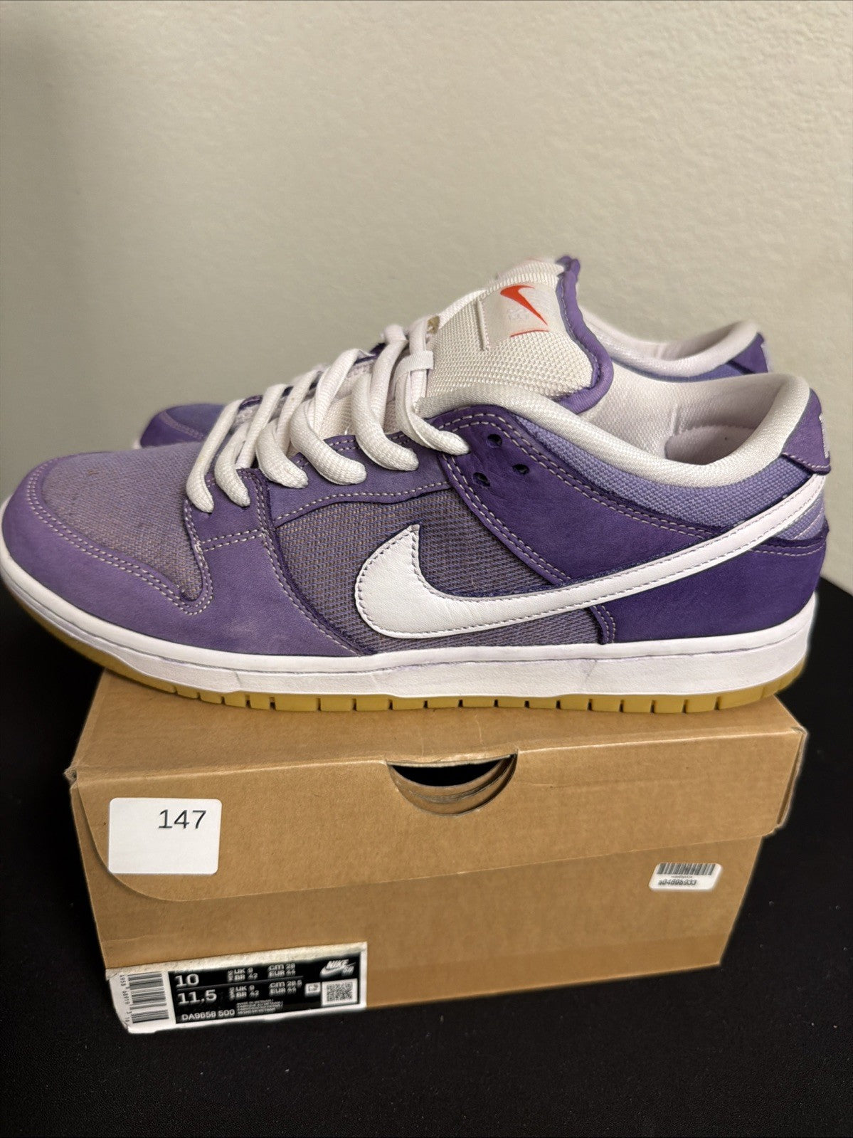 Nike Dunk SB Low Unbleached Pack - Lilac - Size 10 - product image from the listing.