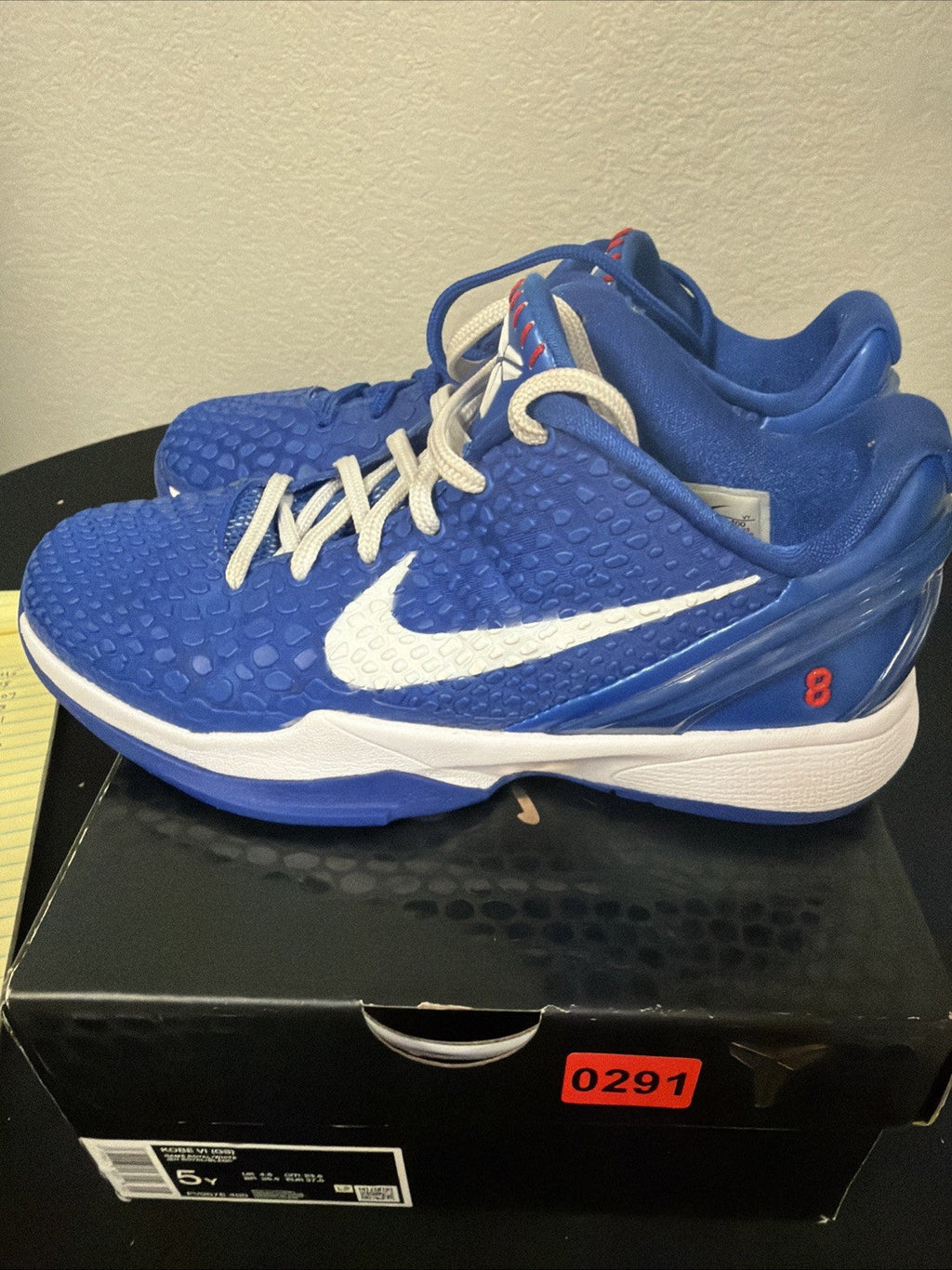 SIZE 5Y (W/6.5) Nike Kobe 6 Protro Dodgers Basketball Shoes GS FV9676-400 for Kids - product image from the listing.