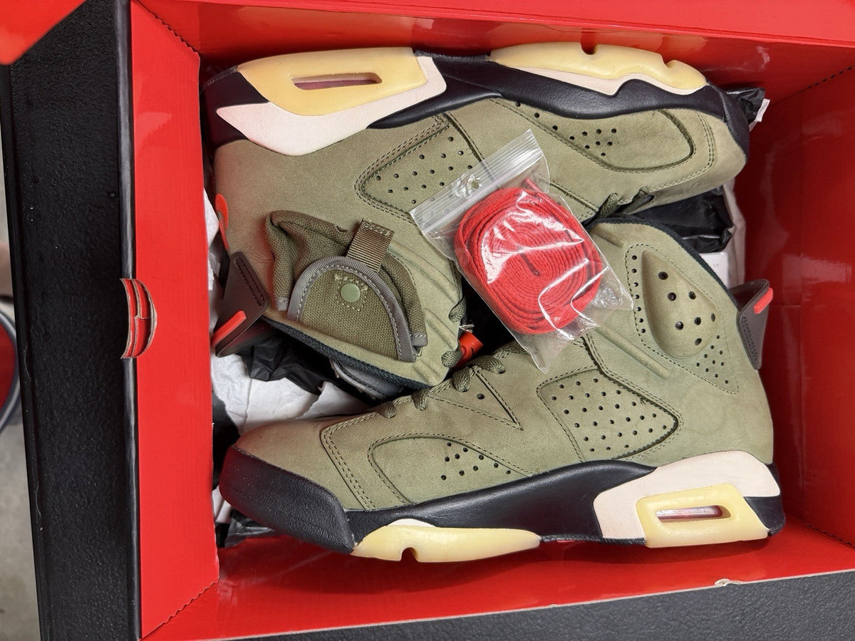 Air Jordan 6 Retro Travis Scott Olive 2019 CN1084-200 Men's Sneaker - product image from the listing.