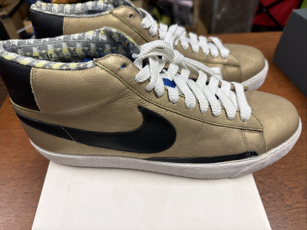 Men's Nike Blazer High Premium 316397-901 Gold Shoes Sneakers Size 13 - product image from the listing.