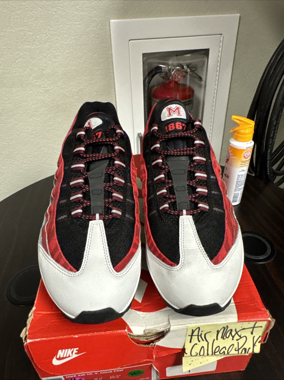 Morehouse YR Black/White-Dark Team Red Size 11.5 | Brand New, Rep Box - Air Max 95 - product image from the listing.