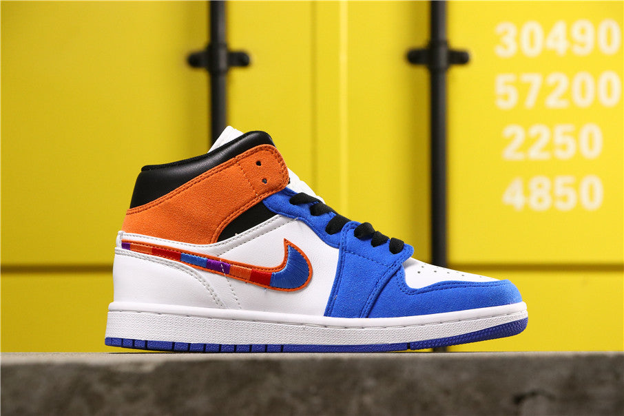 Jordan 1 High Sneakers in Blue Orange White 852542-146 - product image from the listing.