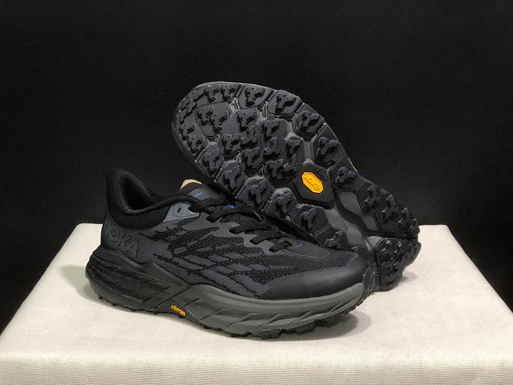 HOKA Speedgoat 5 Trail Running Shoes in Black - product image from the listing.