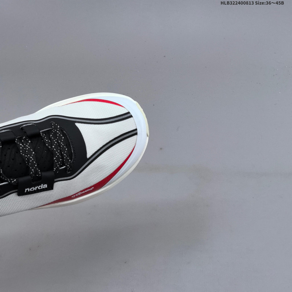 norda 005 Trail Running Shoes in White, in Black and Red - product image from the listing.