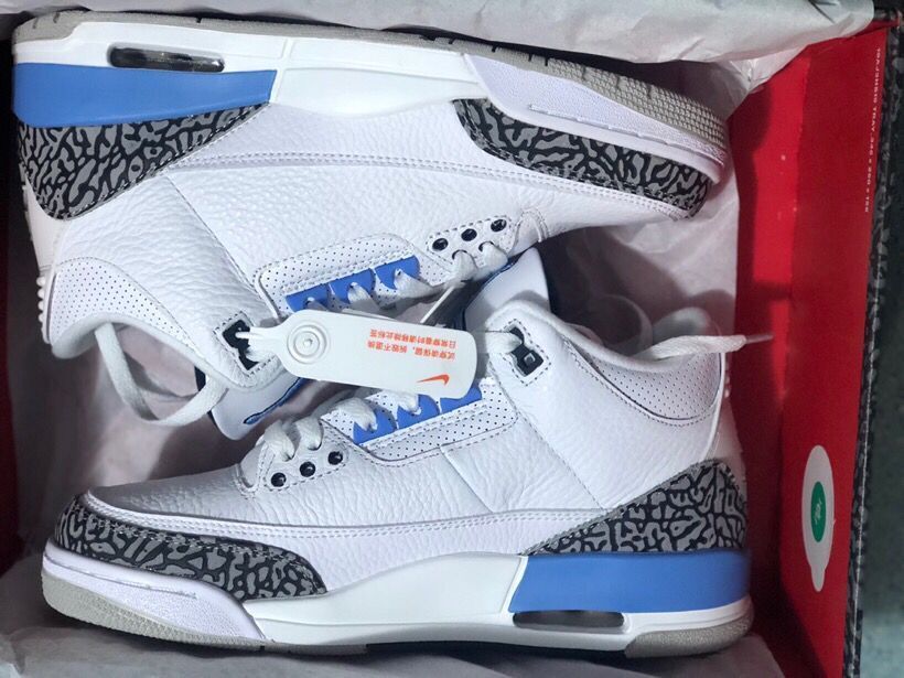 Air Jordan 3 Retro White Royal Blue Sneakers - product image from the listing.