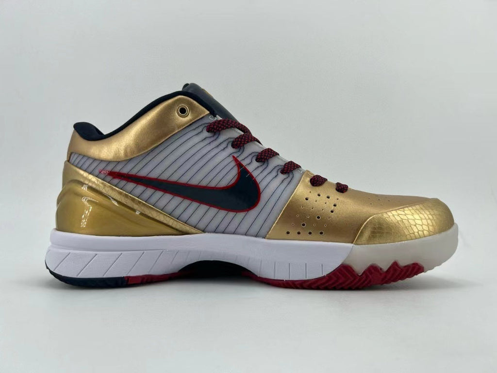 Nike Kobe 4 Protro Sneakers in Gold White 344335-141 - product image from the listing.