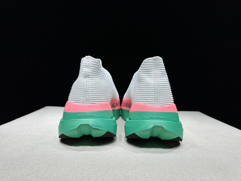 On Cloudboom Strike LS Running Shoes, in White Pink Green - product image from the listing.
