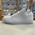 Jordan 1 Low Triple White Tumbled in Leather - product image from the listing.
