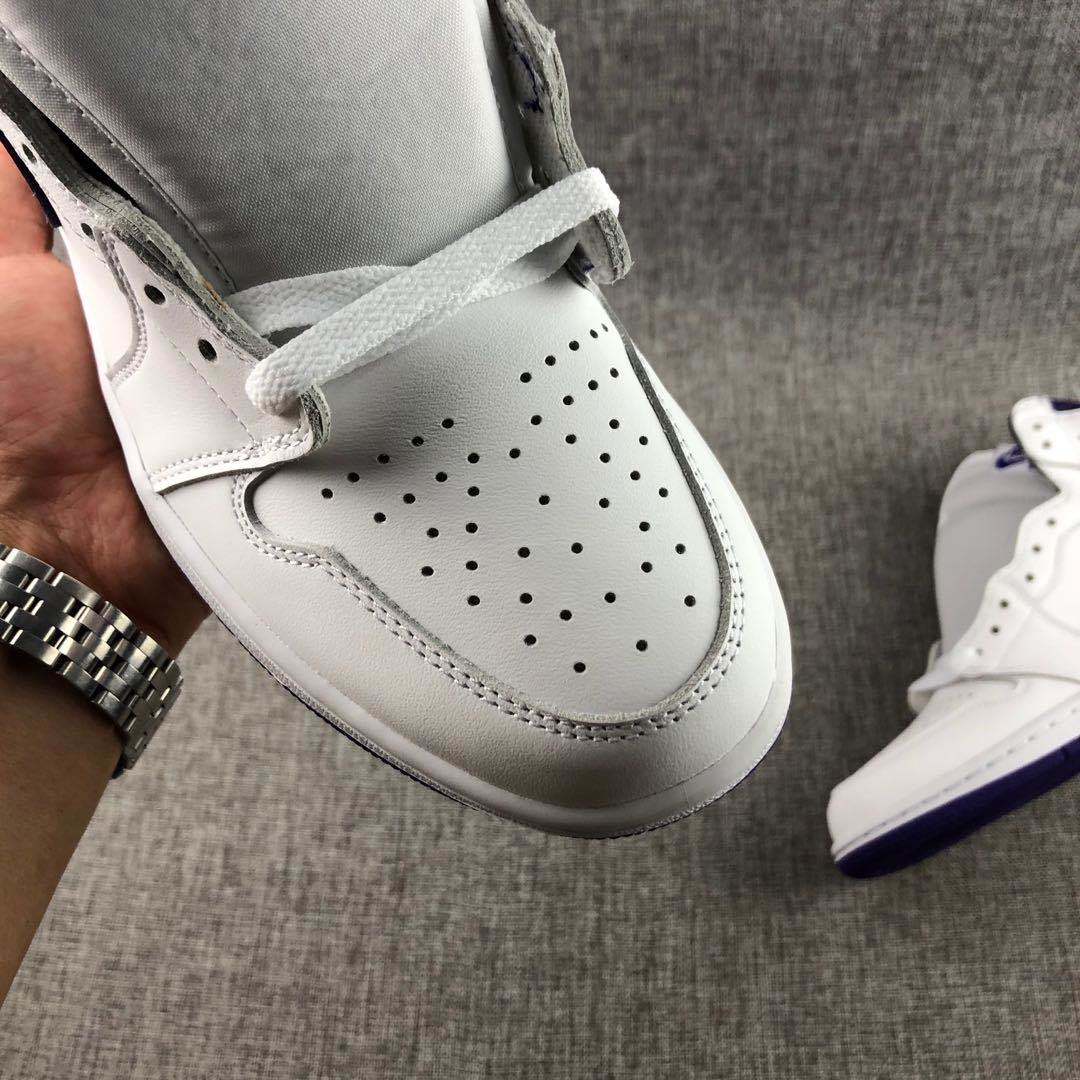 Air Jordan 1 Court Purple High-Cut Sneakers White/Purple CD0461-151 - product image from the listing.