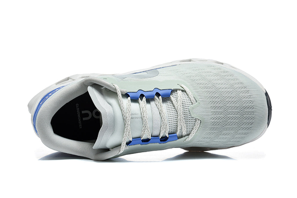 White and Blue On Cloudmonster 3 Running Shoes - product image from the listing.