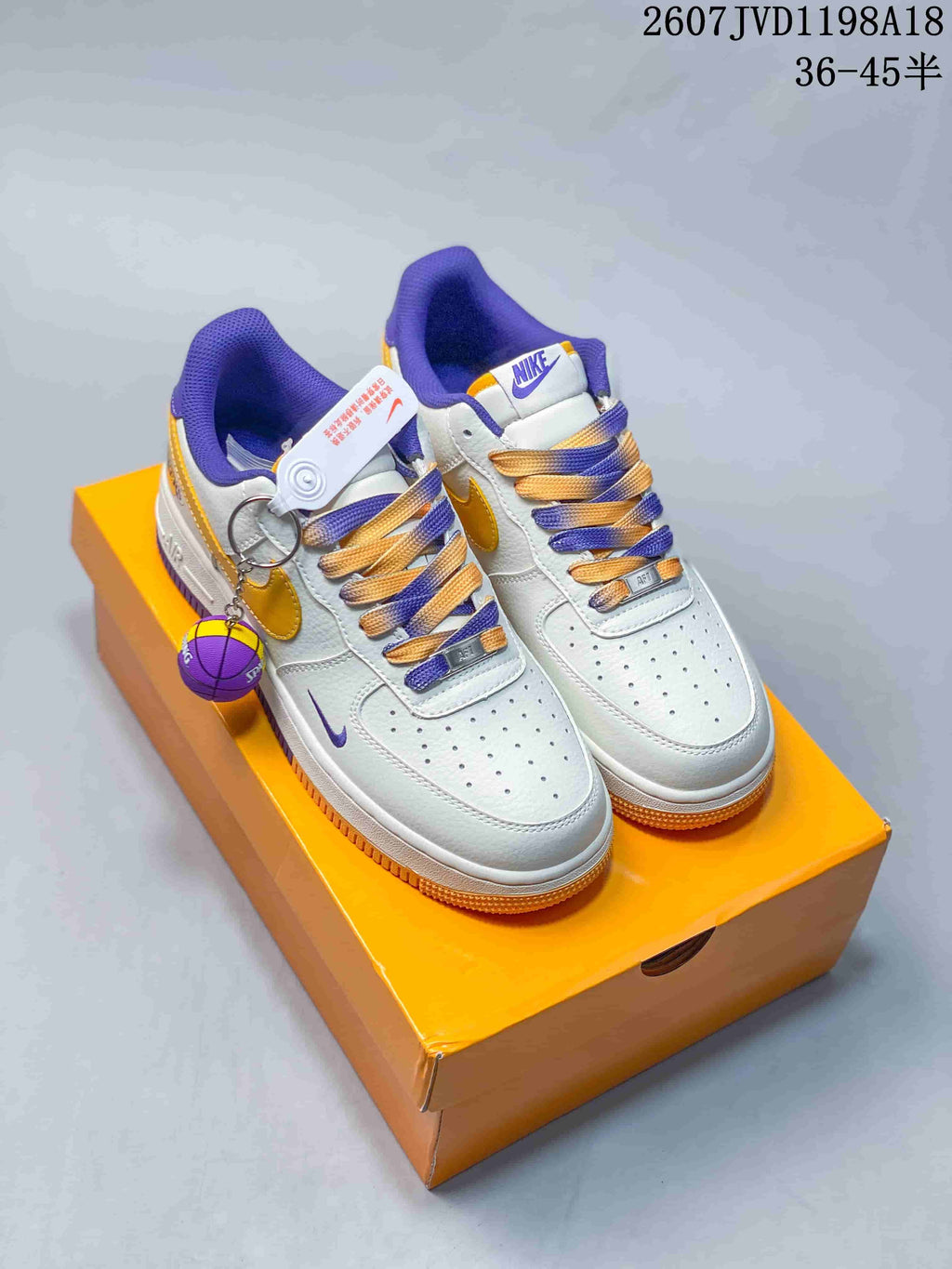 Nike Air Force 1 '07 Low Sneakers in White Purple Gold - product image from the listing.