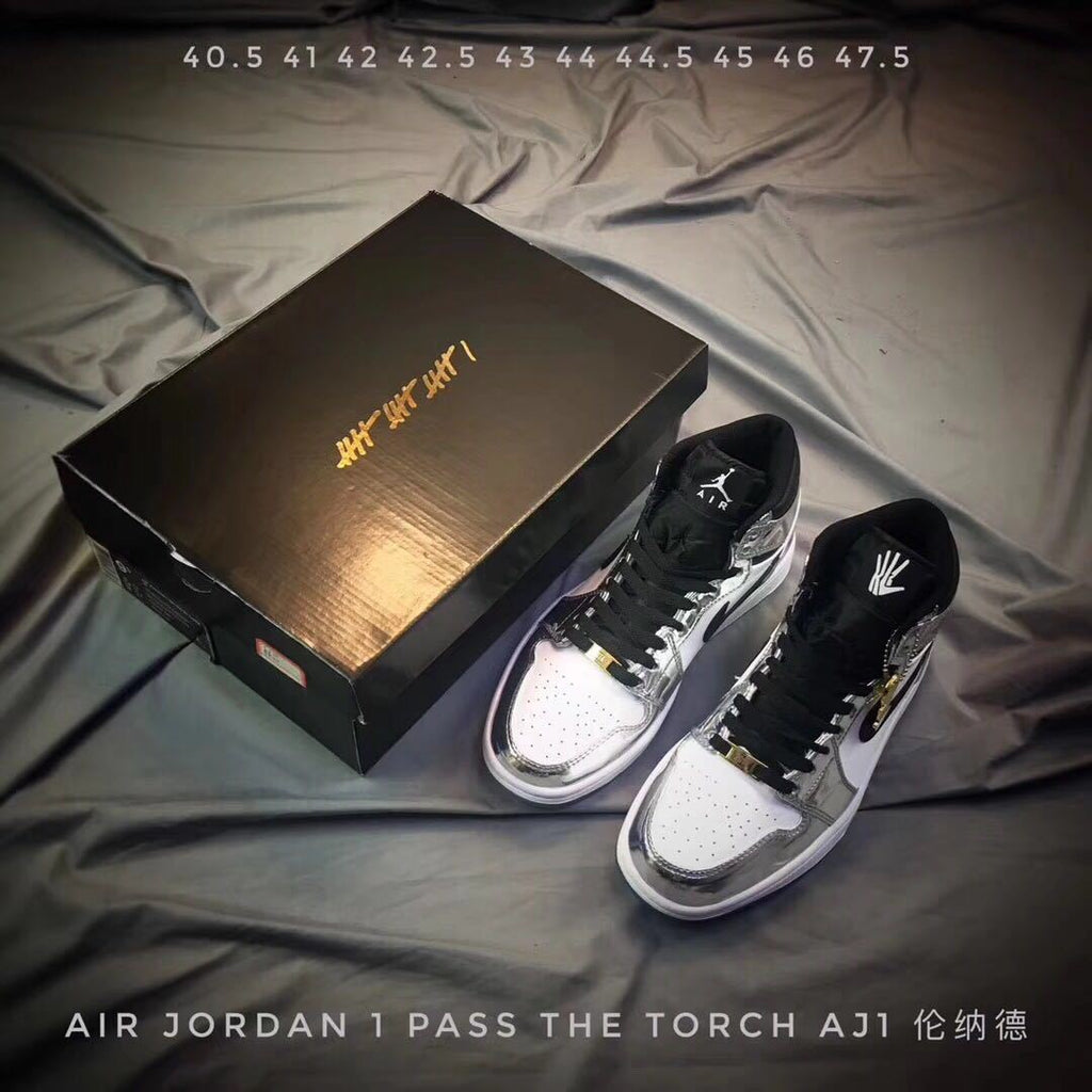 Air Jordan 1 Pass The Torch High-Top Sneakers Silver White - product image from the listing.