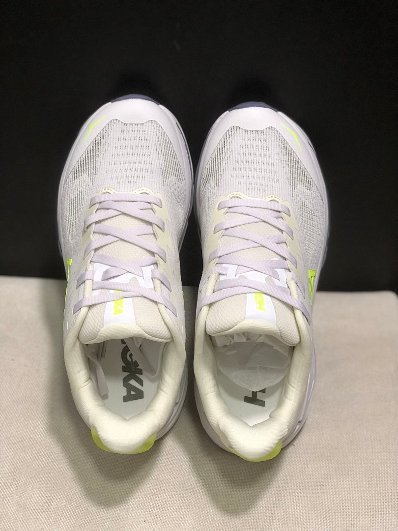 HOKA Challenger 8 Trail Running Shoes, in White and Lime - product image from the listing.