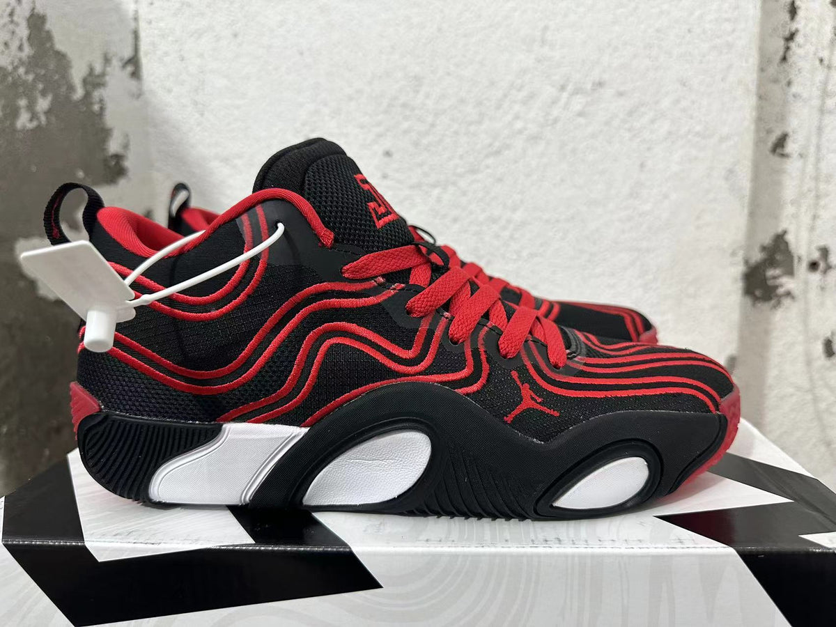 Jordan Tatum 1 Basketball Shoes in Black and Red - product image from the listing.