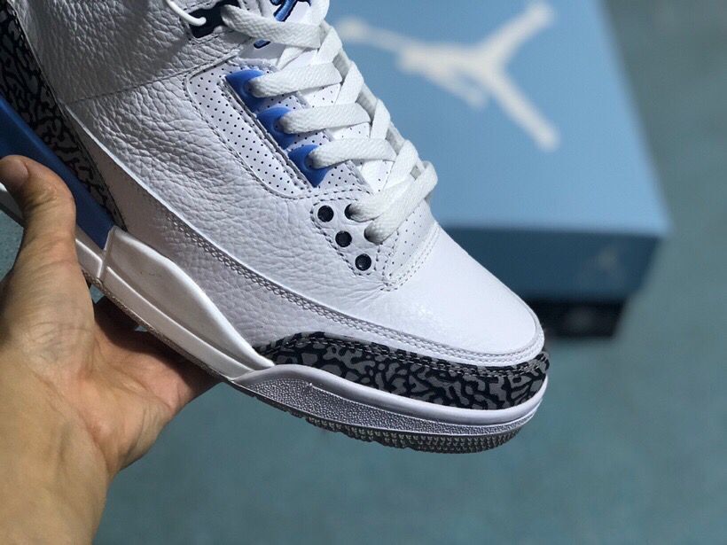 Air Jordan 3 Retro White Royal Blue Sneakers - product image from the listing.