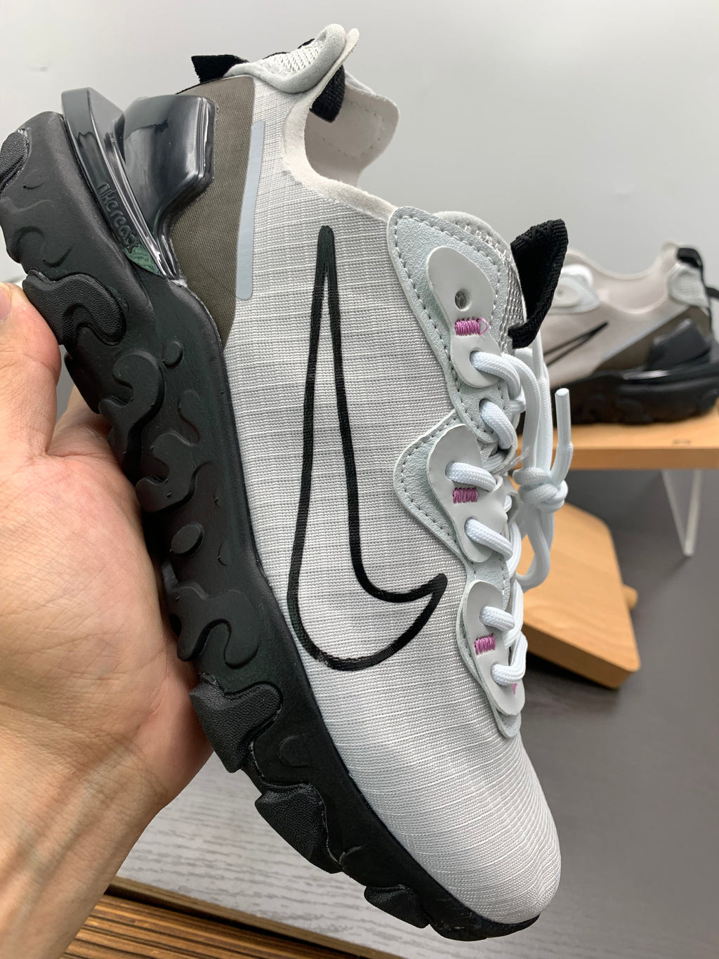 Nike React Vision Sneakers in White Grey Black - product image from the listing.