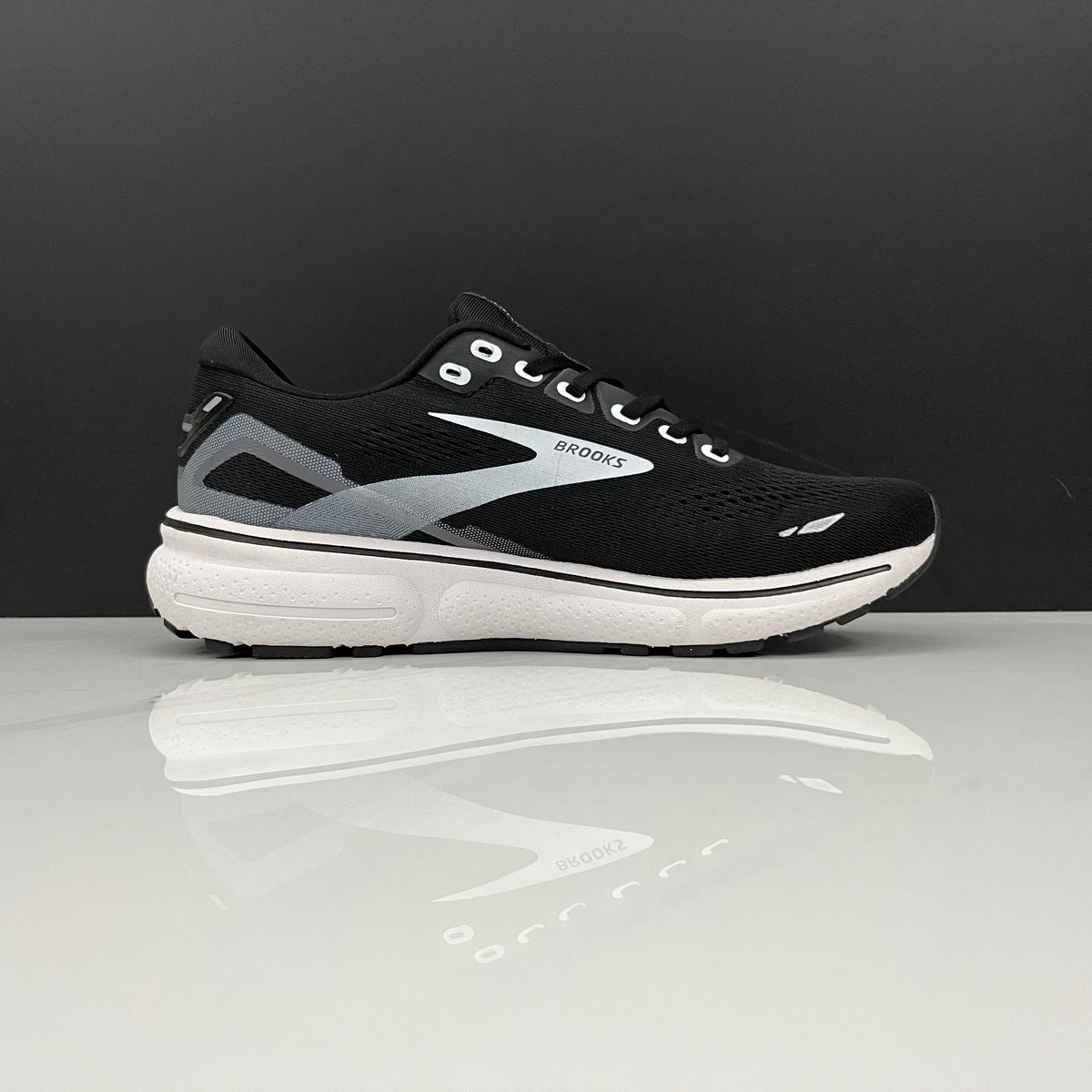Brooks Ghost 15 Running Shoes, in Black and White - product image from the listing.