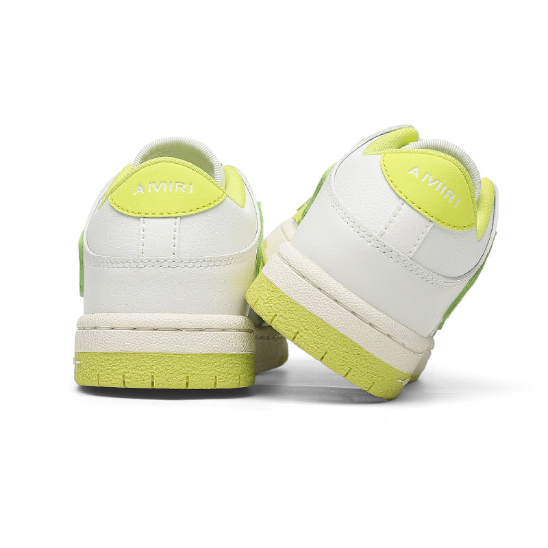 AMIRI Bone Low-Top Sneakers in White and Neon in Green - product image from the listing.
