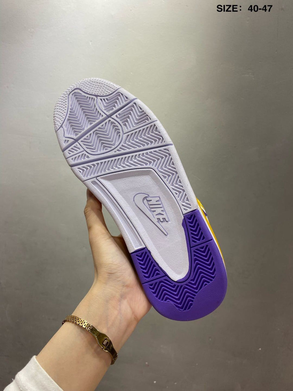 Nike Air Flight 89 High-Top Sneakers in White Purple Yellow - product image from the listing.