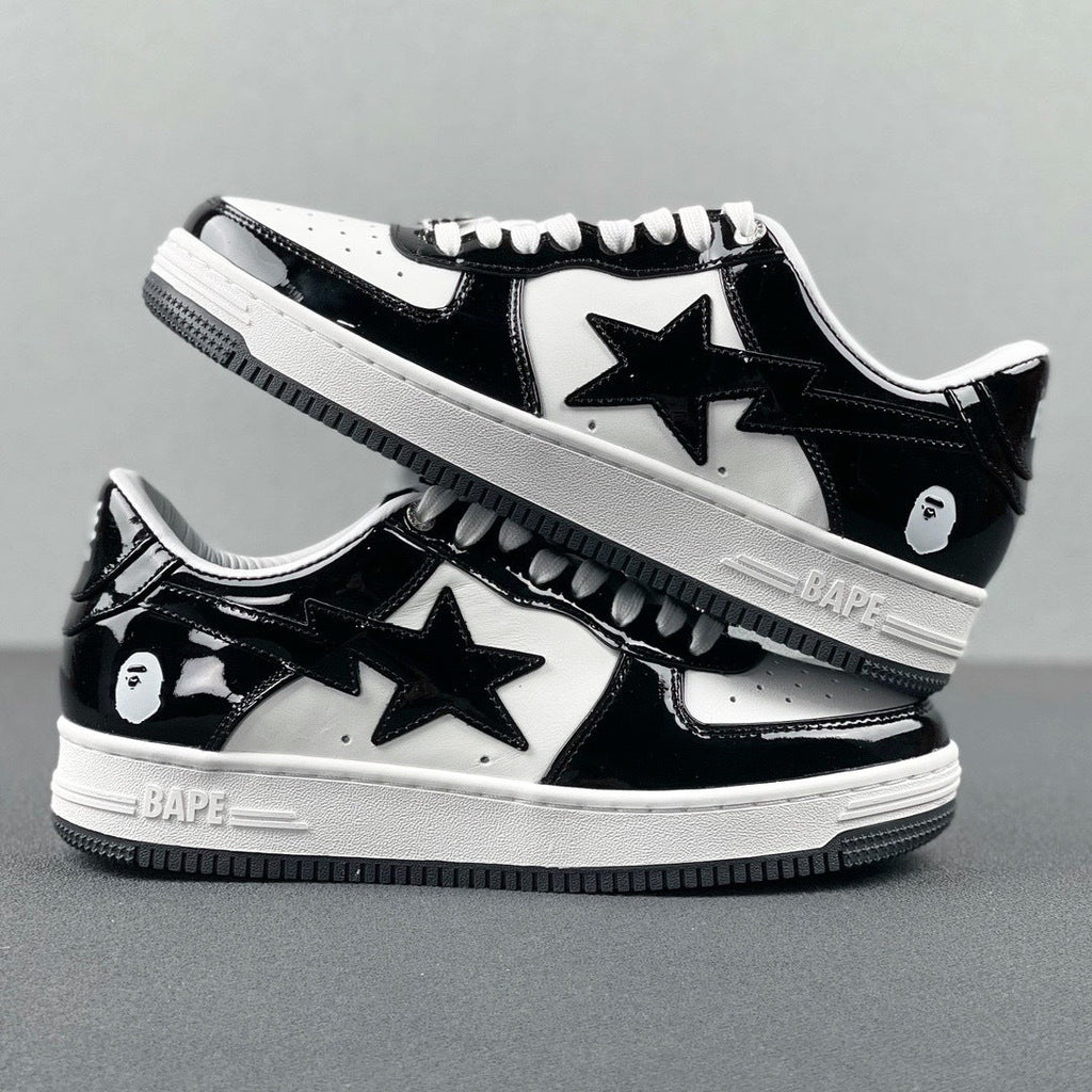 BAPE STA Low Sneakers in Black and White 1H70-191-001 - product image from the listing.