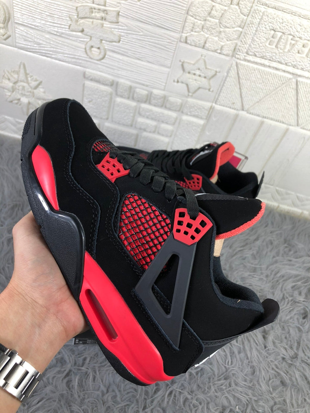 Air Jordan 4 Tattoo Black Red Sneakers CT8527-016 - product image from the listing.