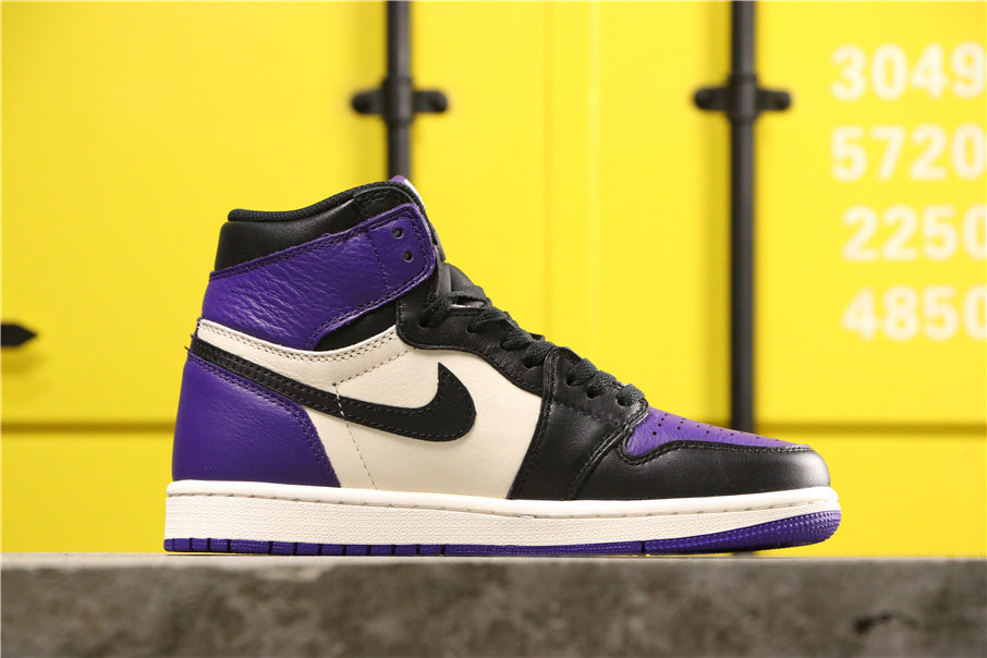 Air Jordan 1 Retro High OG Court Sneakers in Purple 555088-501 - product image from the listing.