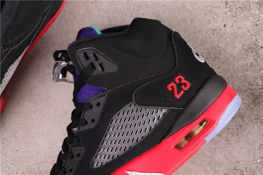 Air Jordan 5 Top 3 Sneakers Black Red Purple - product image from the listing.