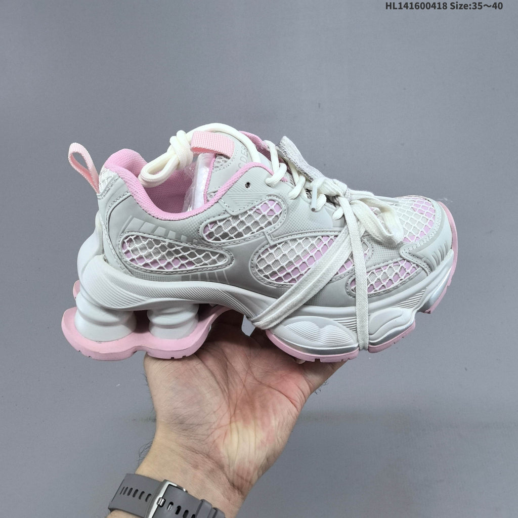 Chunky Platform Trainers in Silver and White with Mesh Panels - product image from the listing.