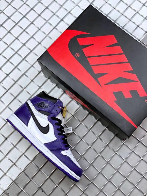 Air Jordan 1 High OG Court Sneakers in Purple 555088-500 - product image from the listing.