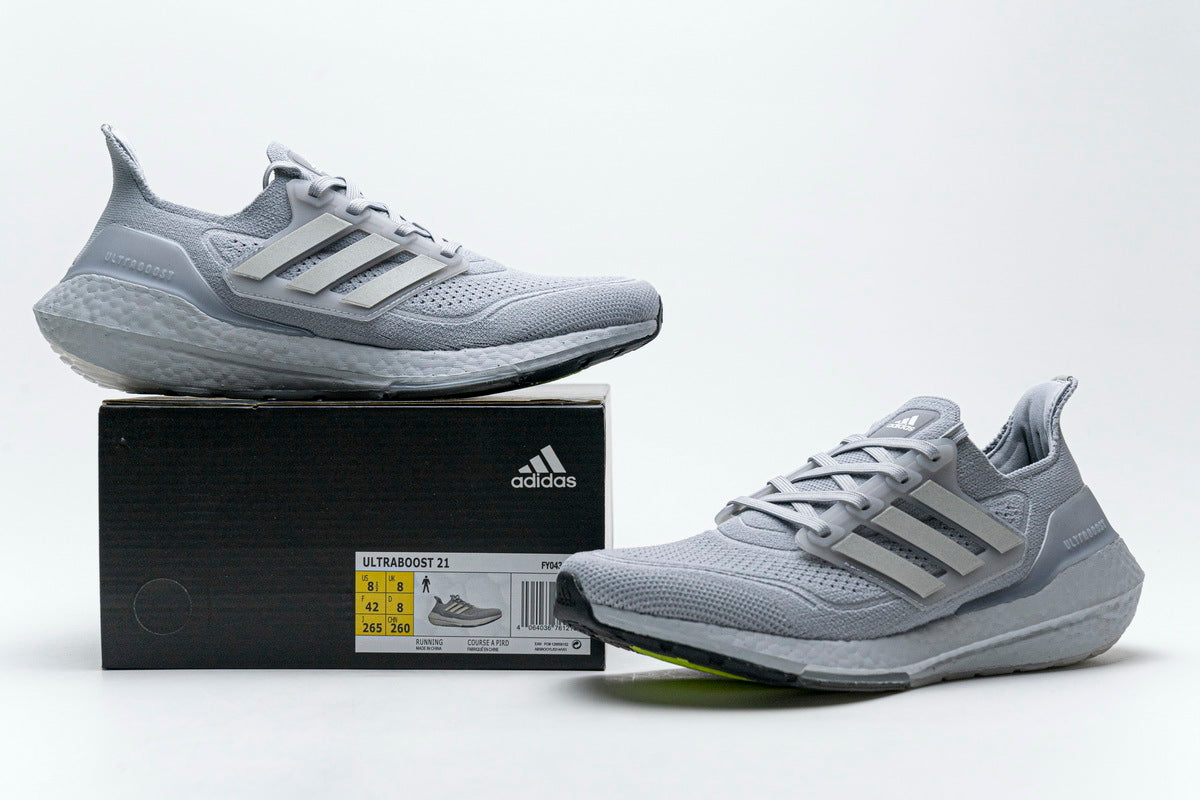 Adidas Ultraboost 21 Running Shoes in Gray FY0432 - product image from the listing.