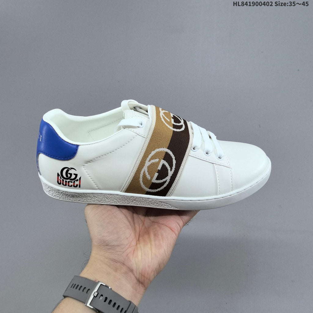 Gucci White Low-Cut Sneakers with Logo Webbing - product image from the listing.