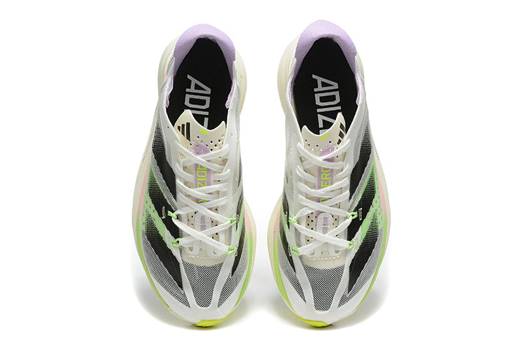 Adidas Adizero Adios Pro 3 Running Shoes in White Green - product image from the listing.