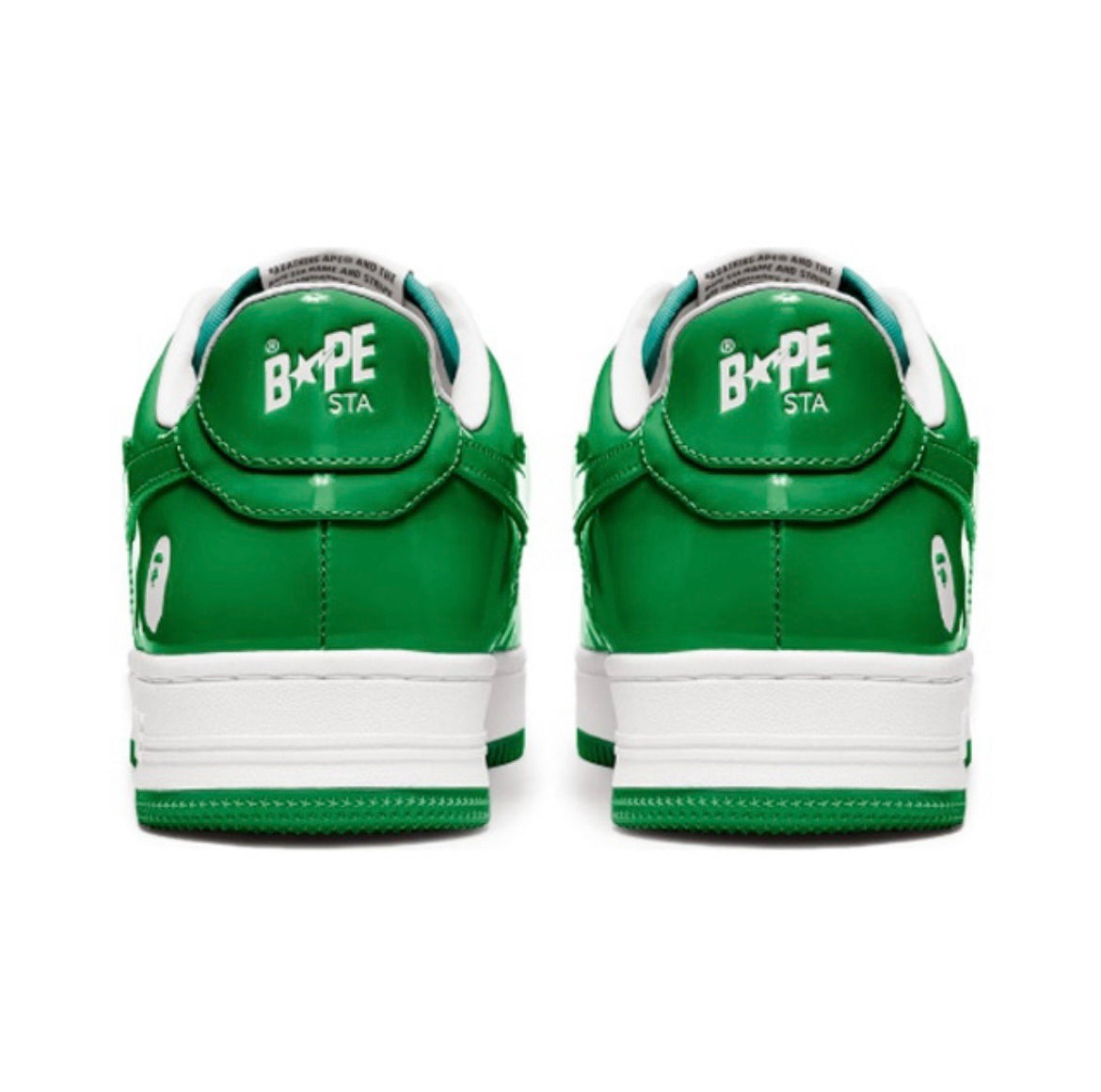 BAPE STA Low Trainers in Green and White 1H70-191-001 - product image from the listing.